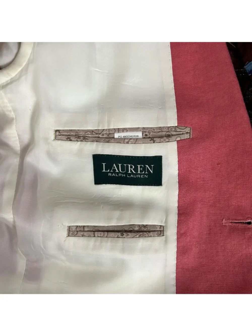 Ralph Lauren Coral Pink 100% Linen Blazer Jacket Sport Coat Size Boy’s Youth 18